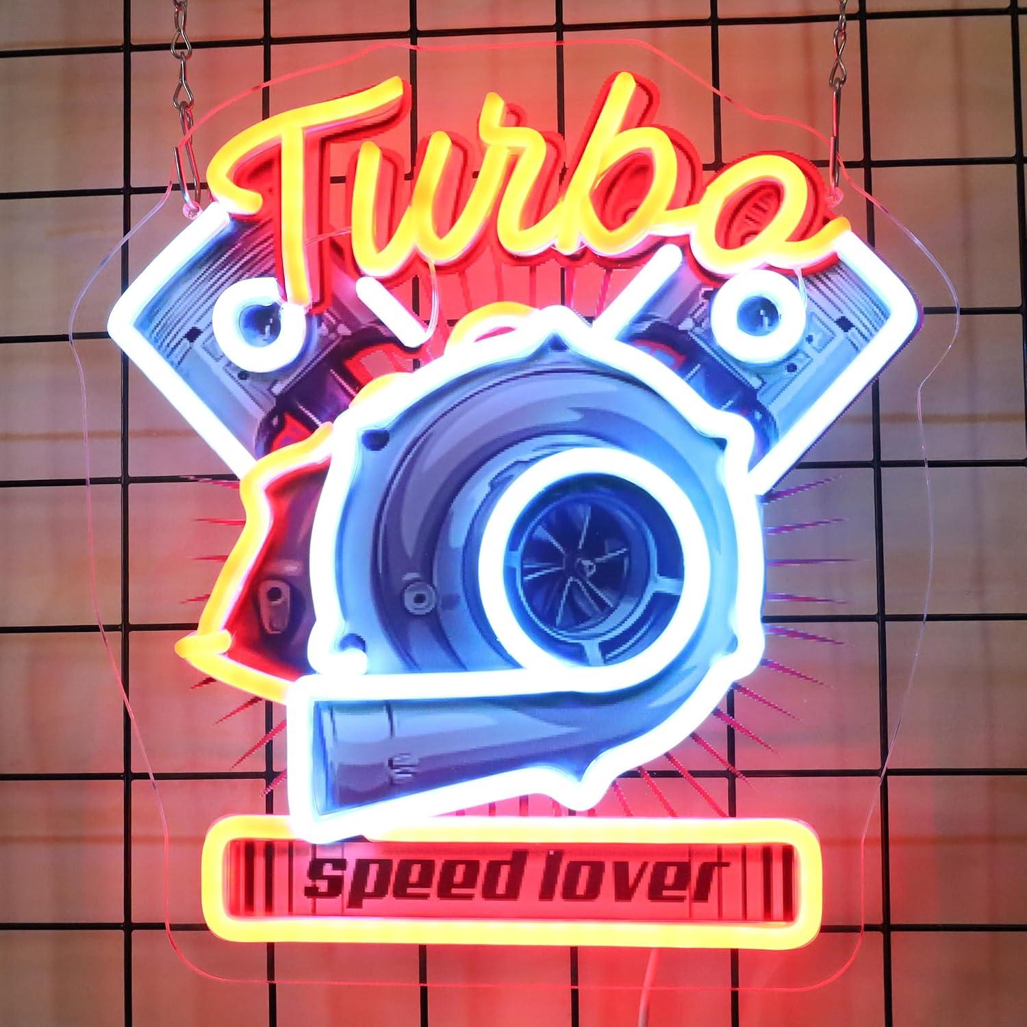Auto Repair Shop Signs - Letrero de neón con motor turbo,