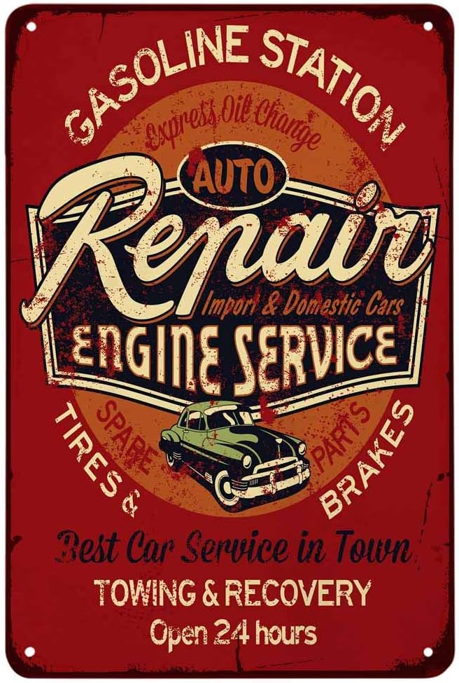 Auto Repair Shop Open - Letrero Metálico Vintage de Servicio de
