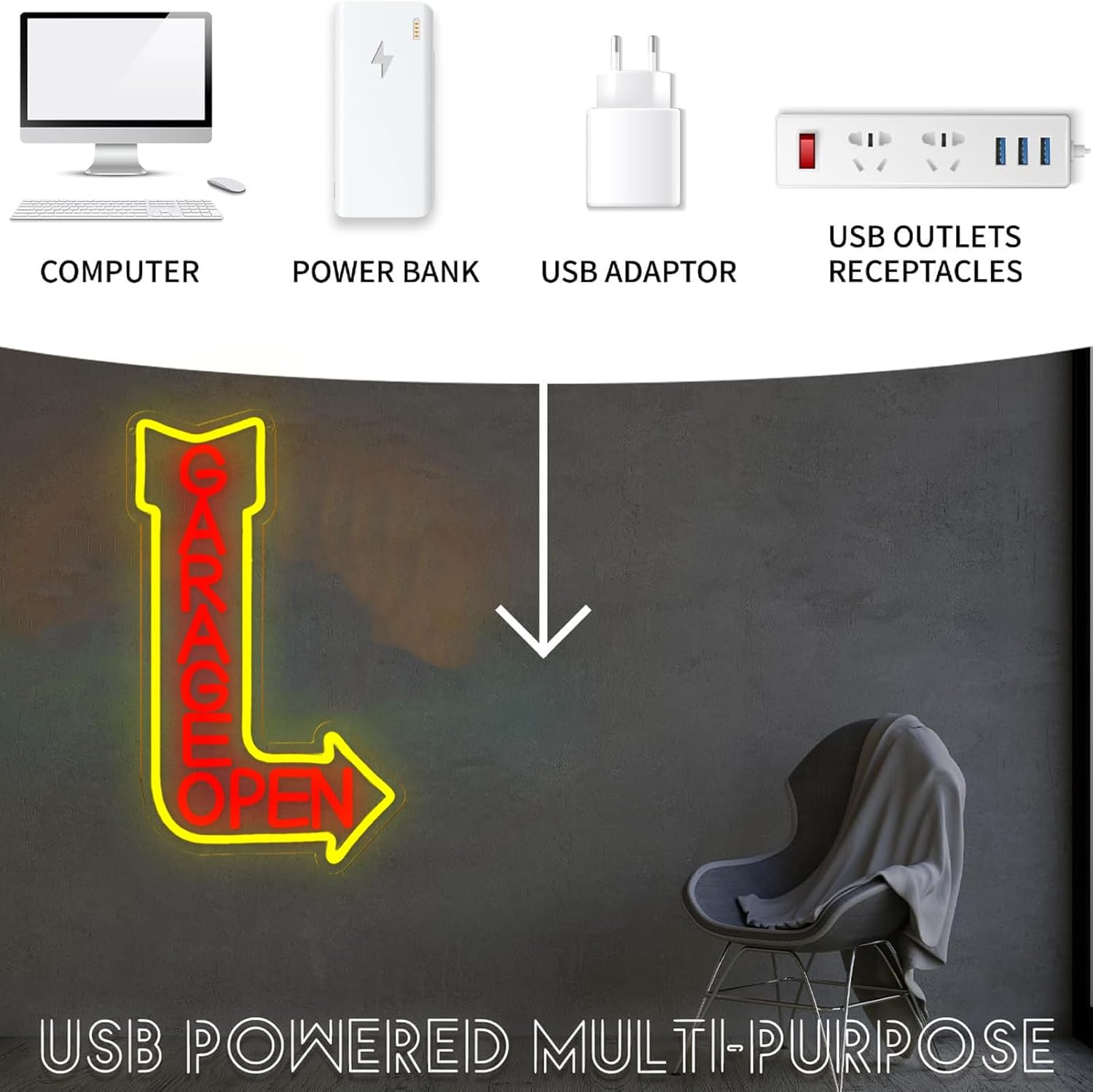    Letrero Luminoso LED USB p - Auto Repair Shop Open reseña y precio